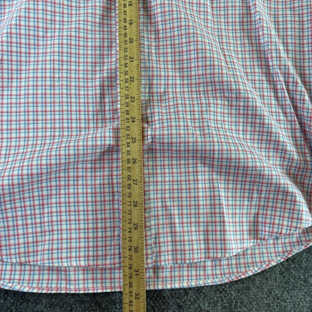 johnnie-O Button Down Shirt Mens XL Red Blue Check Egyptian Cotton Long Sleeve - Picture 6 of 7